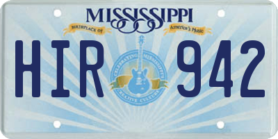 MS license plate HIR942