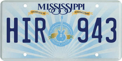 MS license plate HIR943