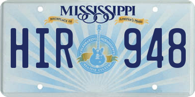 MS license plate HIR948