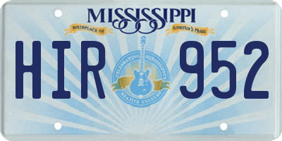 MS license plate HIR952