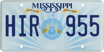 MS license plate HIR955