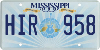 MS license plate HIR958