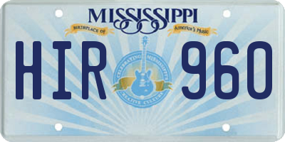MS license plate HIR960
