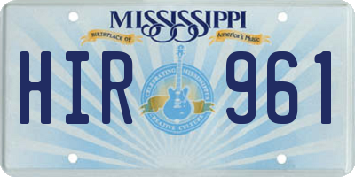 MS license plate HIR961