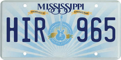 MS license plate HIR965