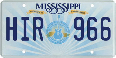 MS license plate HIR966
