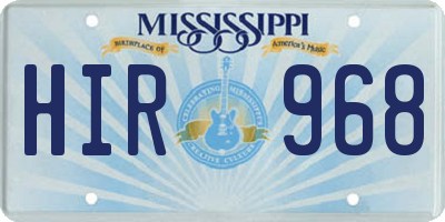 MS license plate HIR968
