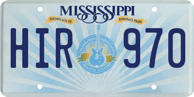 MS license plate HIR970