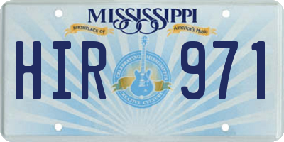 MS license plate HIR971