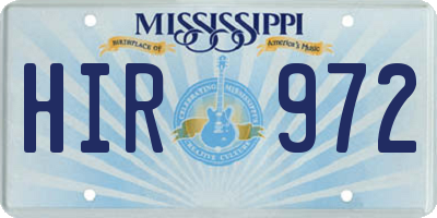 MS license plate HIR972