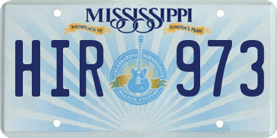 MS license plate HIR973