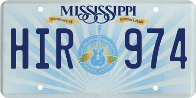 MS license plate HIR974