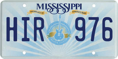 MS license plate HIR976