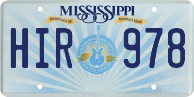 MS license plate HIR978