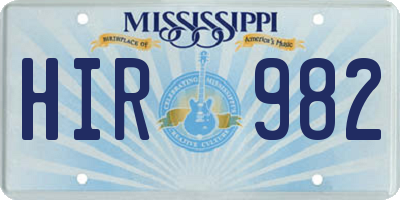 MS license plate HIR982