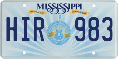 MS license plate HIR983