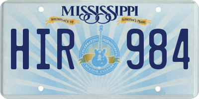 MS license plate HIR984