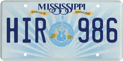 MS license plate HIR986