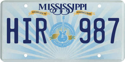 MS license plate HIR987