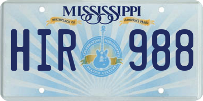 MS license plate HIR988