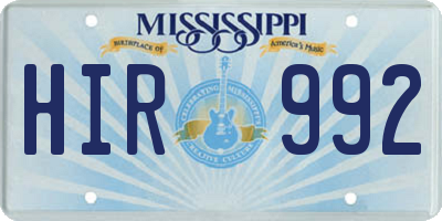 MS license plate HIR992