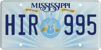 MS license plate HIR995