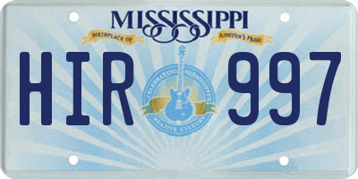 MS license plate HIR997