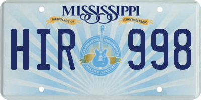MS license plate HIR998
