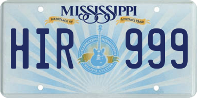 MS license plate HIR999