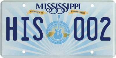 MS license plate HIS002