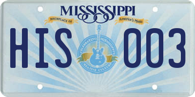 MS license plate HIS003
