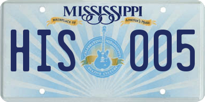 MS license plate HIS005