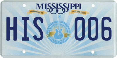 MS license plate HIS006