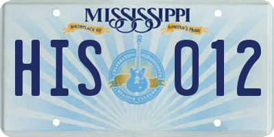 MS license plate HIS012