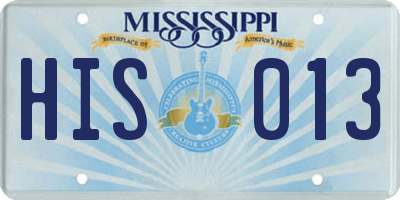 MS license plate HIS013