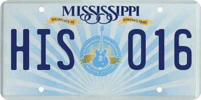 MS license plate HIS016