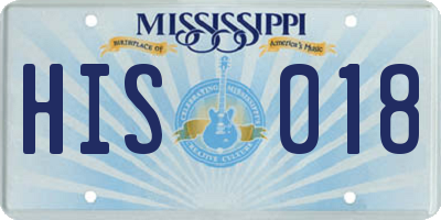 MS license plate HIS018