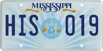 MS license plate HIS019