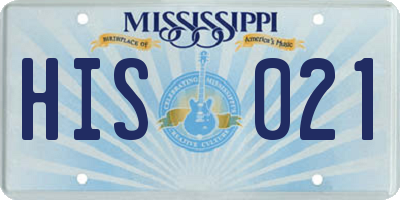 MS license plate HIS021