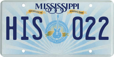 MS license plate HIS022