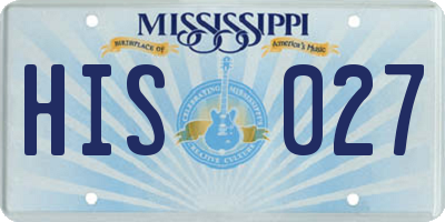MS license plate HIS027