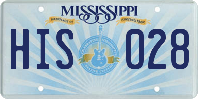 MS license plate HIS028