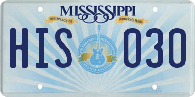 MS license plate HIS030