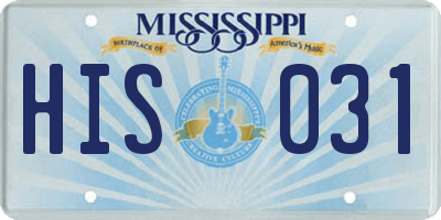 MS license plate HIS031