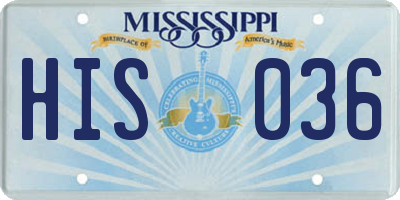 MS license plate HIS036