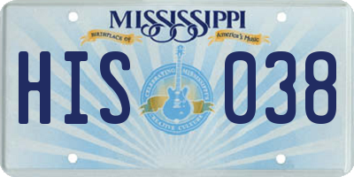 MS license plate HIS038