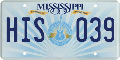 MS license plate HIS039