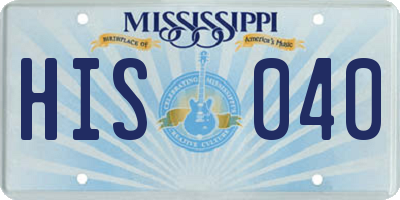 MS license plate HIS040