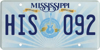 MS license plate HIS092