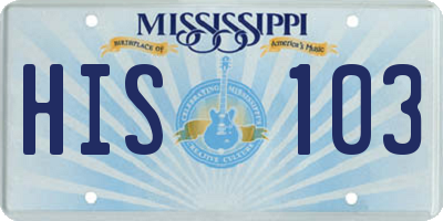 MS license plate HIS103